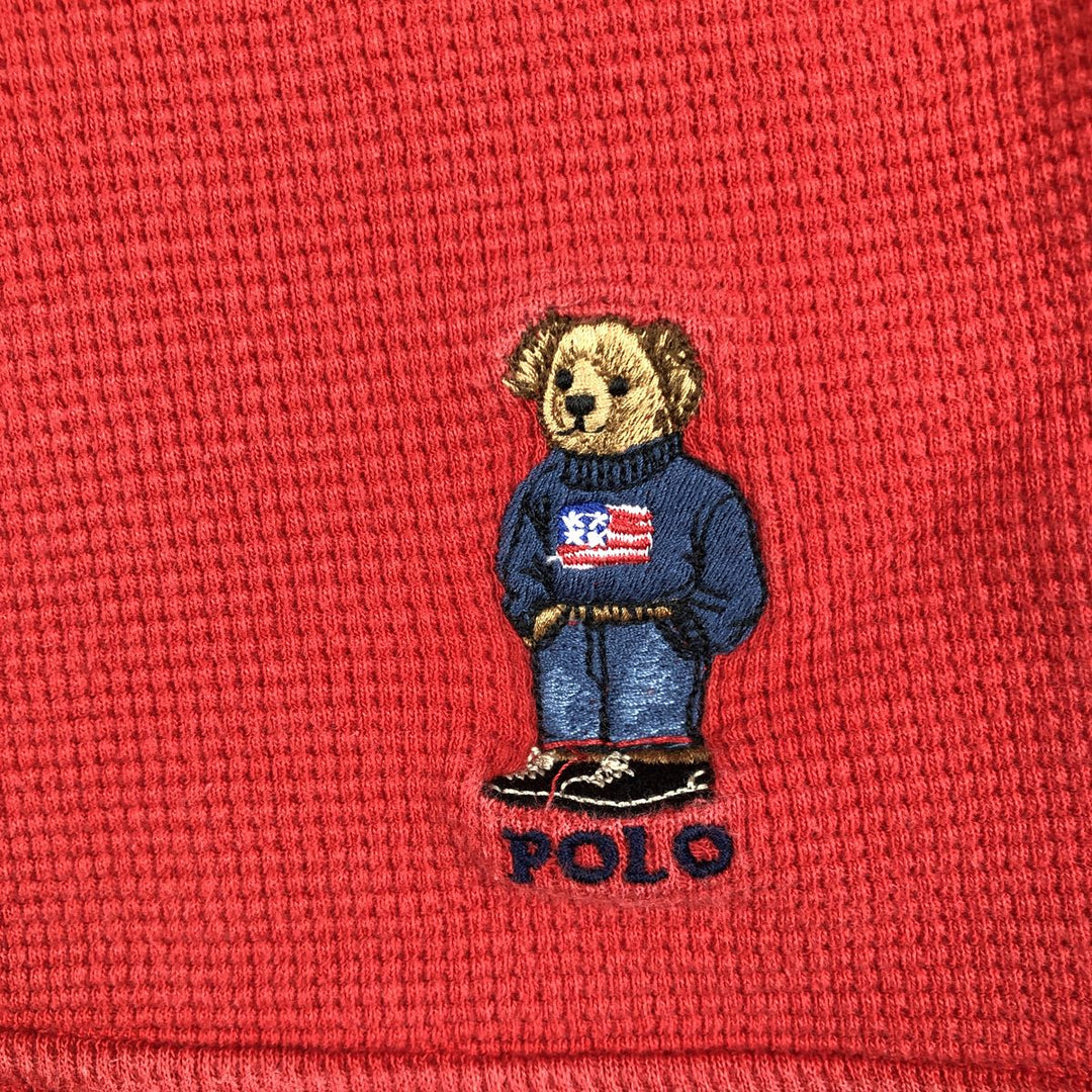 Ralph Lauren POLO RALPH LAUREN Polo Bear Thermal Long T-Shirt, Men's Size Medium cotton red type Vintage Second Hand