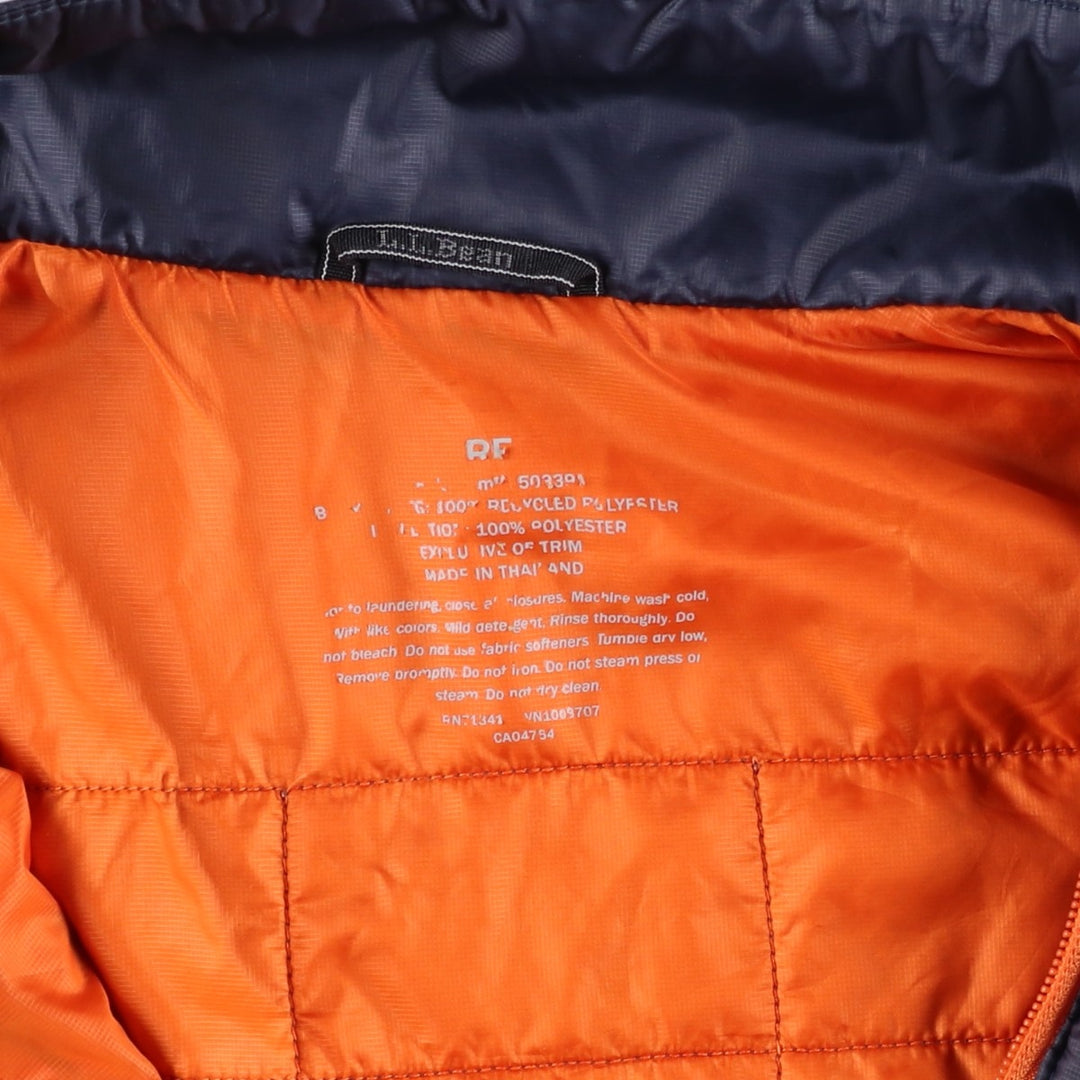 LLBean Men's Padded Puffer Jacket, Size M recycled polyester navy blue type Vintage Second Hand