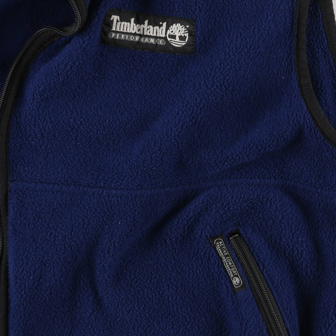 Vintage 90s-00'S Timberland Performance Fleece Vest, Made in USA, Men's Size Large polyester navy blue type Vintage Second Hand