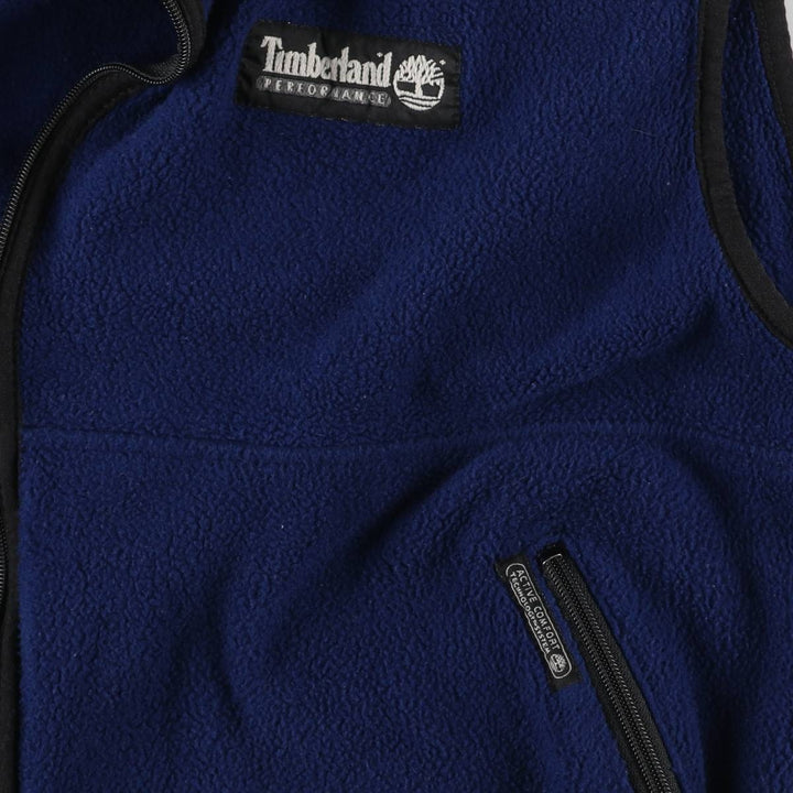 Vintage 90s-00'S Timberland Performance Fleece Vest, Made in USA, Men's Size Large polyester navy blue type Vintage Second Hand