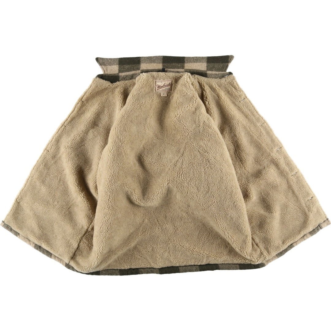 2000'S WOOLRICH Buffalo Check Wool Boa Jacket, Made in USA, Men's Size M wool Beige type Vintage Second Hand