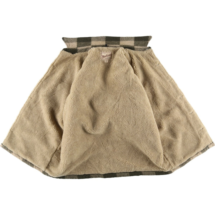 2000'S WOOLRICH Buffalo Check Wool Boa Jacket, Made in USA, Men's Size M wool Beige type Vintage Second Hand