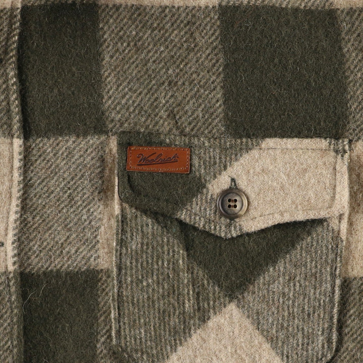2000'S WOOLRICH Buffalo Check Wool Boa Jacket, Made in USA, Men's Size M wool Beige type Vintage Second Hand