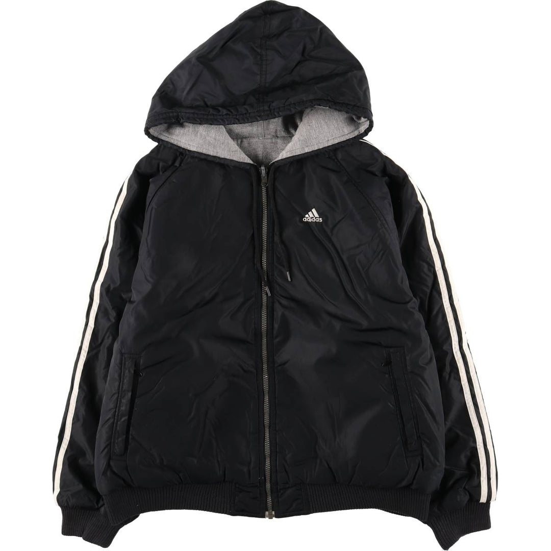 2000'S adidas reversible back logo padded hoodie/puffer jacket, men's size M Nylon black type Vintage Second Hand