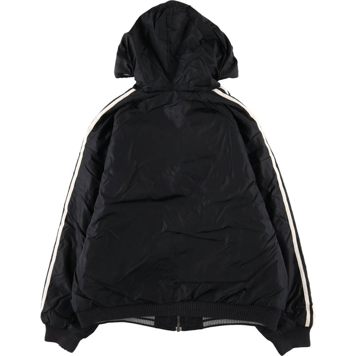 2000'S adidas reversible back logo padded hoodie/puffer jacket, men's size M Nylon black type Vintage Second Hand