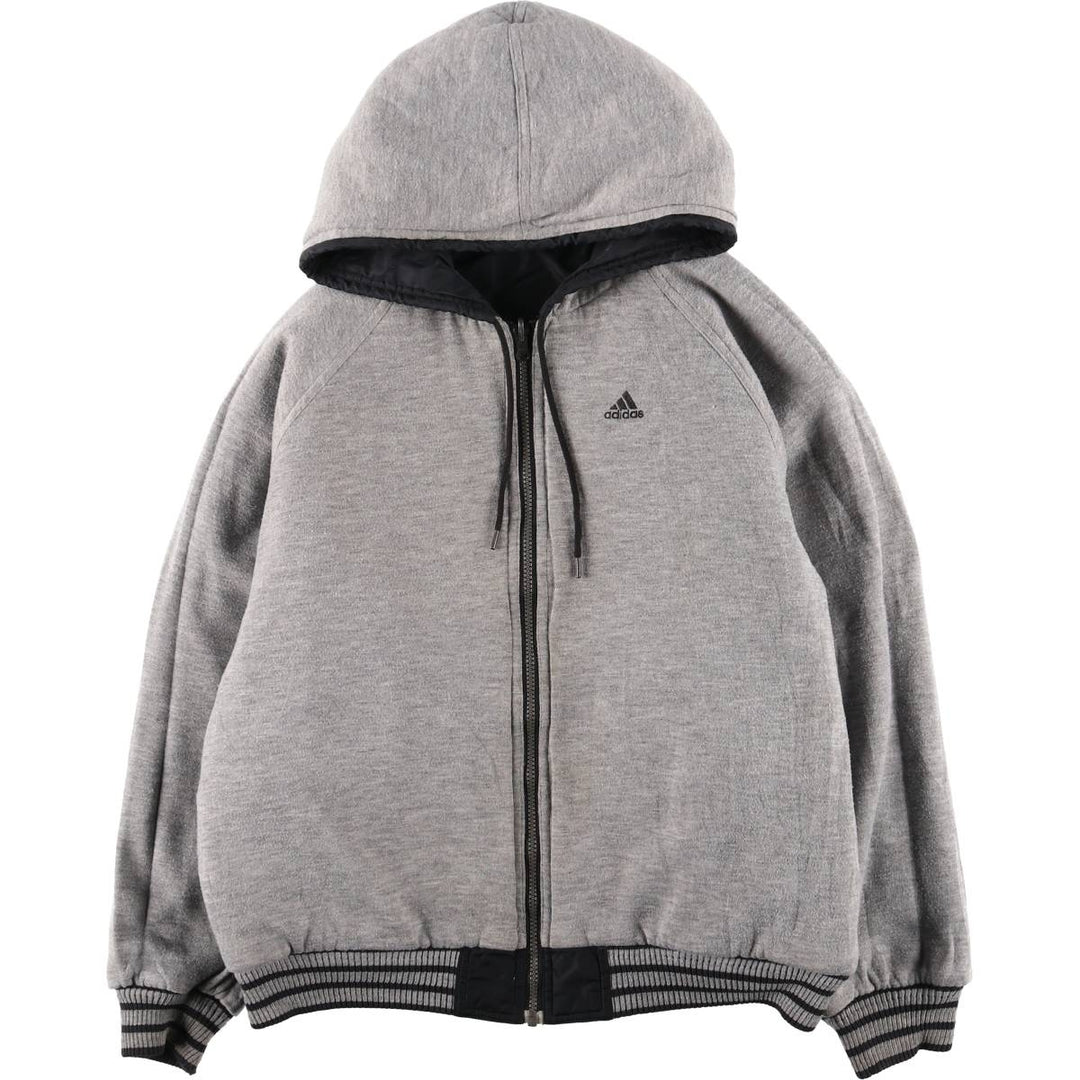 2000'S adidas reversible back logo padded hoodie/puffer jacket, men's size M Nylon black type Vintage Second Hand