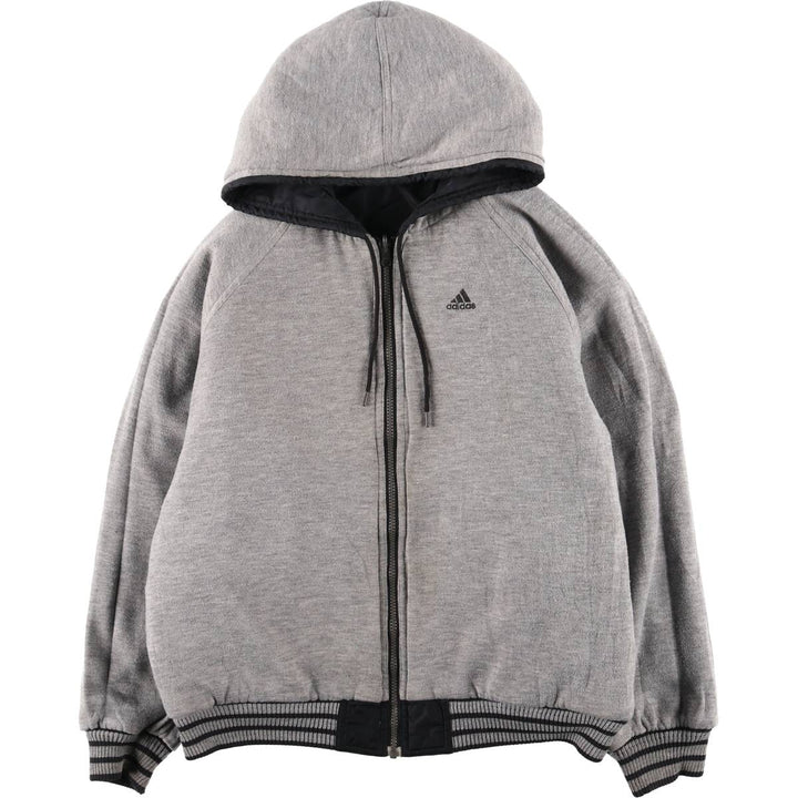 2000'S adidas reversible back logo padded hoodie/puffer jacket, men's size M Nylon black type Vintage Second Hand