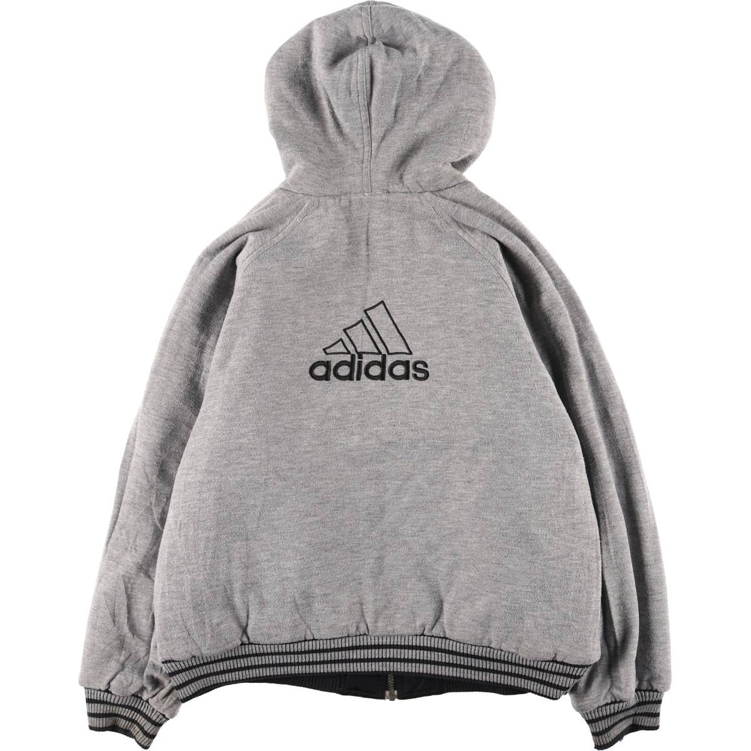 2000'S adidas reversible back logo padded hoodie/puffer jacket, men's size M Nylon black type Vintage Second Hand