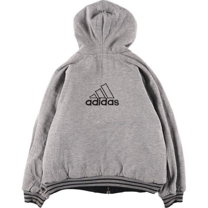 2000'S adidas reversible back logo padded hoodie/puffer jacket, men's size M Nylon black type Vintage Second Hand