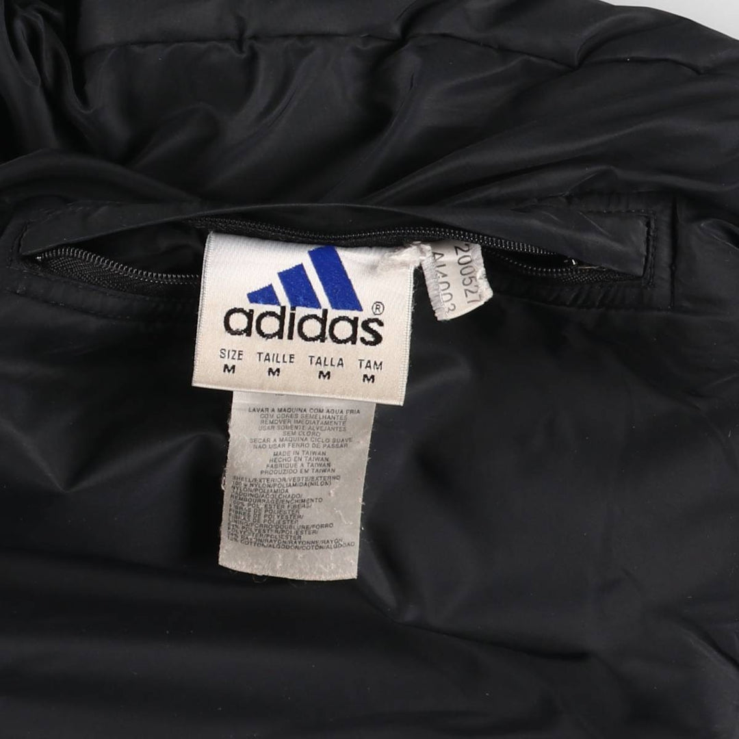 2000'S adidas reversible back logo padded hoodie/puffer jacket, men's size M Nylon black type Vintage Second Hand
