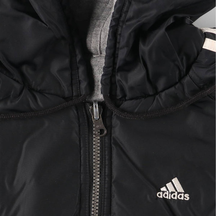 2000'S adidas reversible back logo padded hoodie/puffer jacket, men's size M Nylon black type Vintage Second Hand