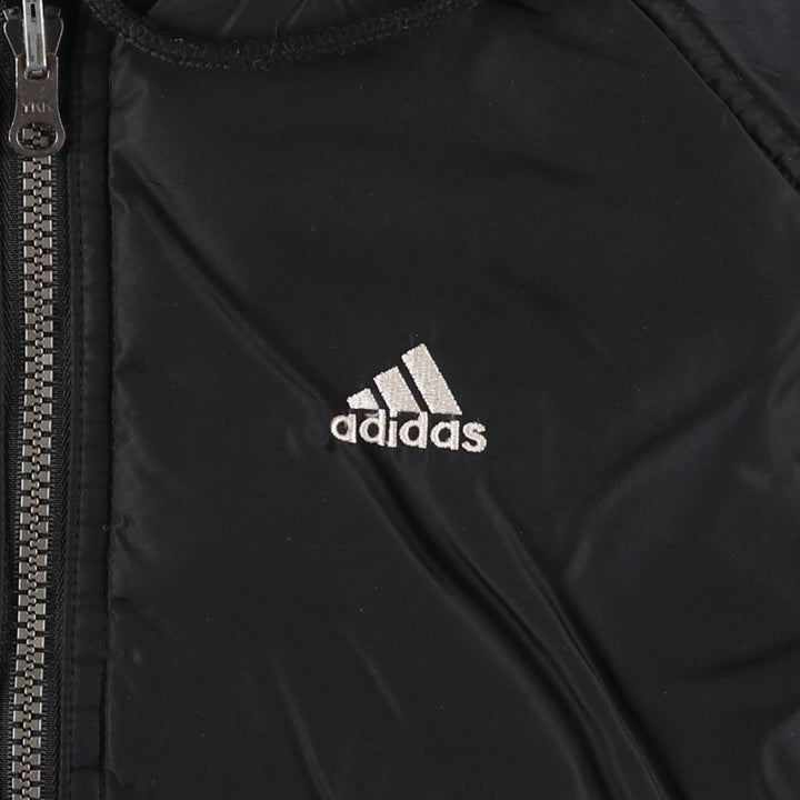 2000'S adidas reversible back logo padded hoodie/puffer jacket, men's size M Nylon black type Vintage Second Hand