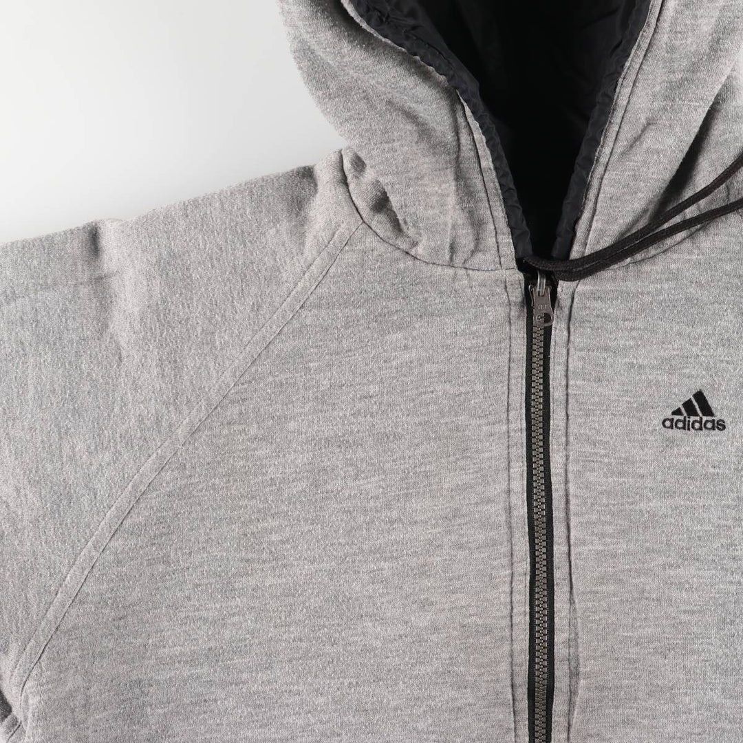 2000'S adidas reversible back logo padded hoodie/puffer jacket, men's size M Nylon black type Vintage Second Hand