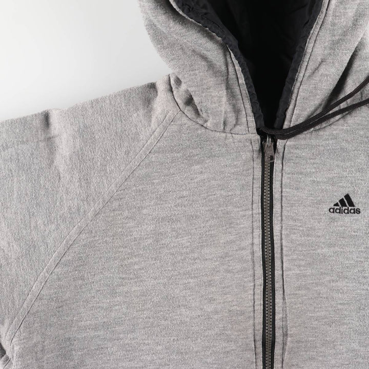 2000'S adidas reversible back logo padded hoodie/puffer jacket, men's size M Nylon black type Vintage Second Hand