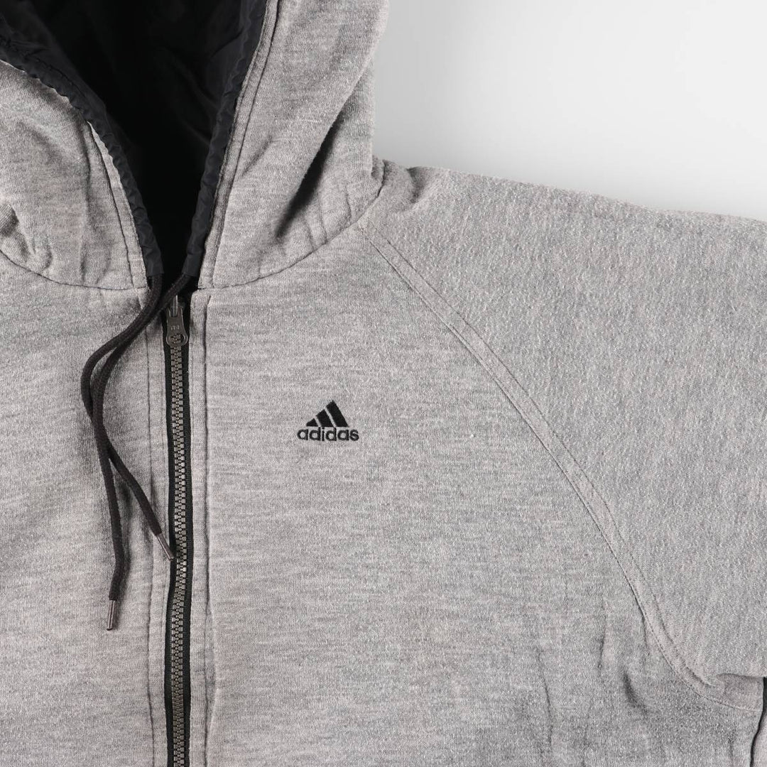 2000'S adidas reversible back logo padded hoodie/puffer jacket, men's size M Nylon black type Vintage Second Hand