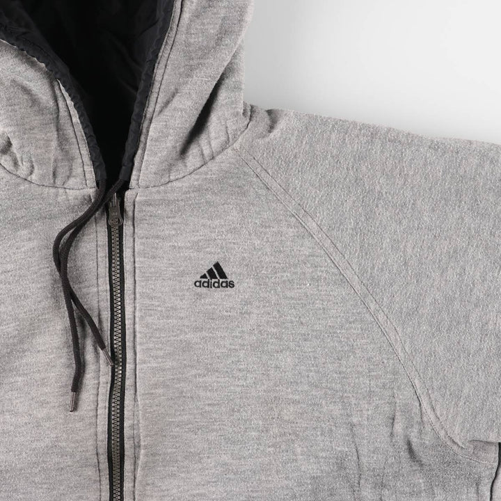 2000'S adidas reversible back logo padded hoodie/puffer jacket, men's size M Nylon black type Vintage Second Hand