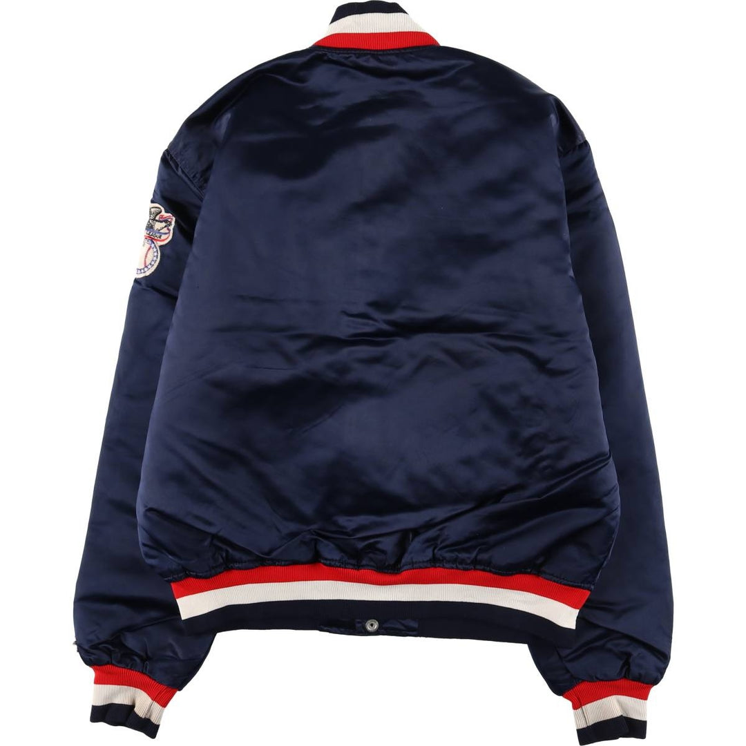 90'S Starter Padded Nylon Varsity Jacket, Made in USA, Men's Size L Nylon navy blue type Vintage Second Hand