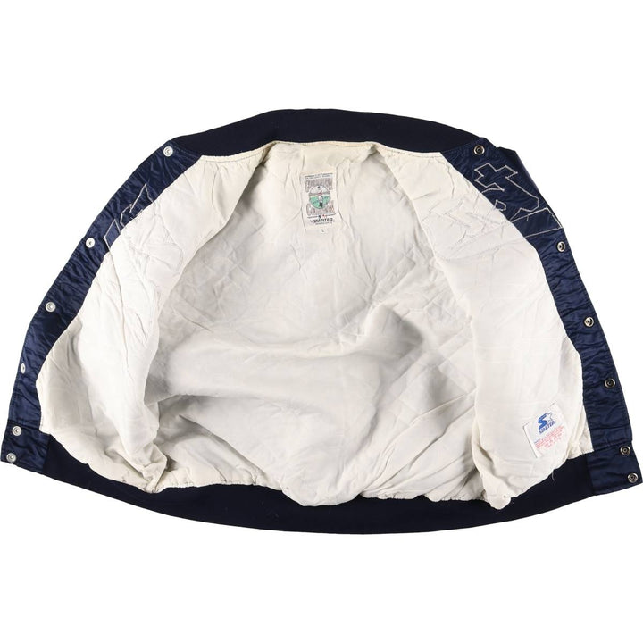 90'S Starter Padded Nylon Varsity Jacket, Made in USA, Men's Size L Nylon navy blue type Vintage Second Hand