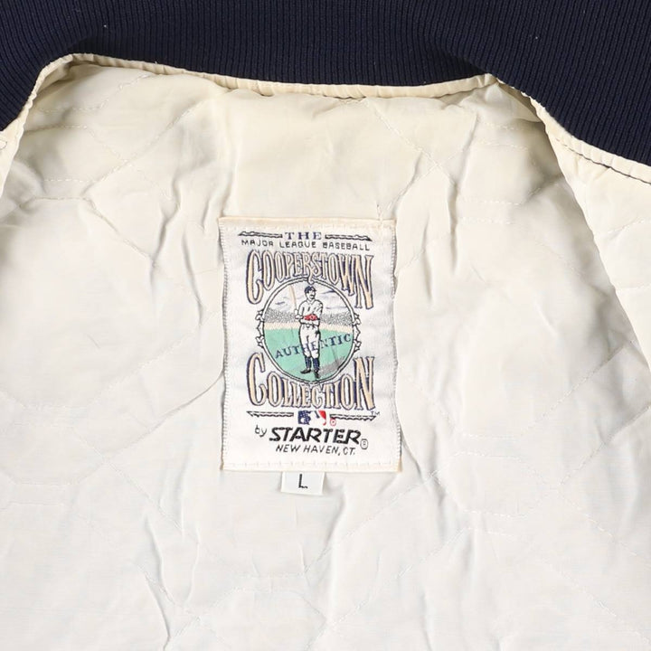 90'S Starter Padded Nylon Varsity Jacket, Made in USA, Men's Size L Nylon navy blue type Vintage Second Hand