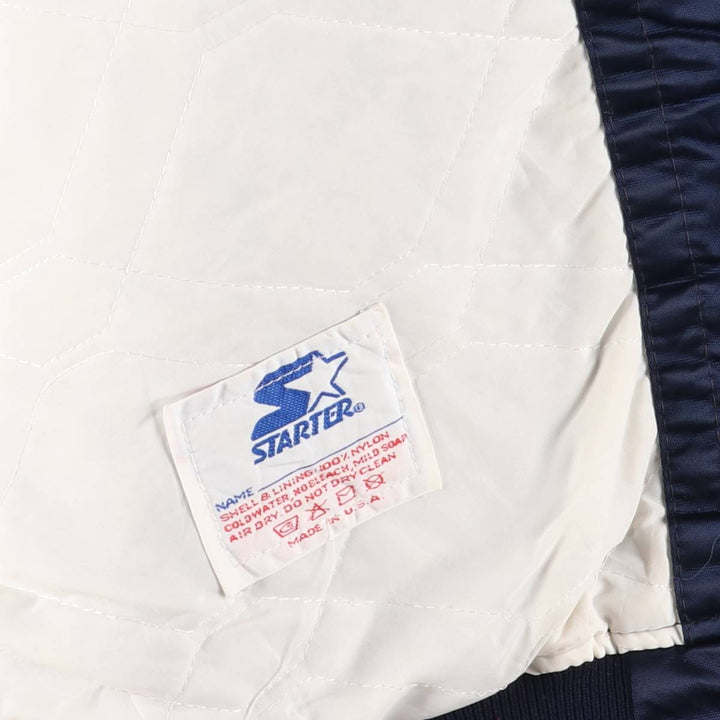 90'S Starter Padded Nylon Varsity Jacket, Made in USA, Men's Size L Nylon navy blue type Vintage Second Hand