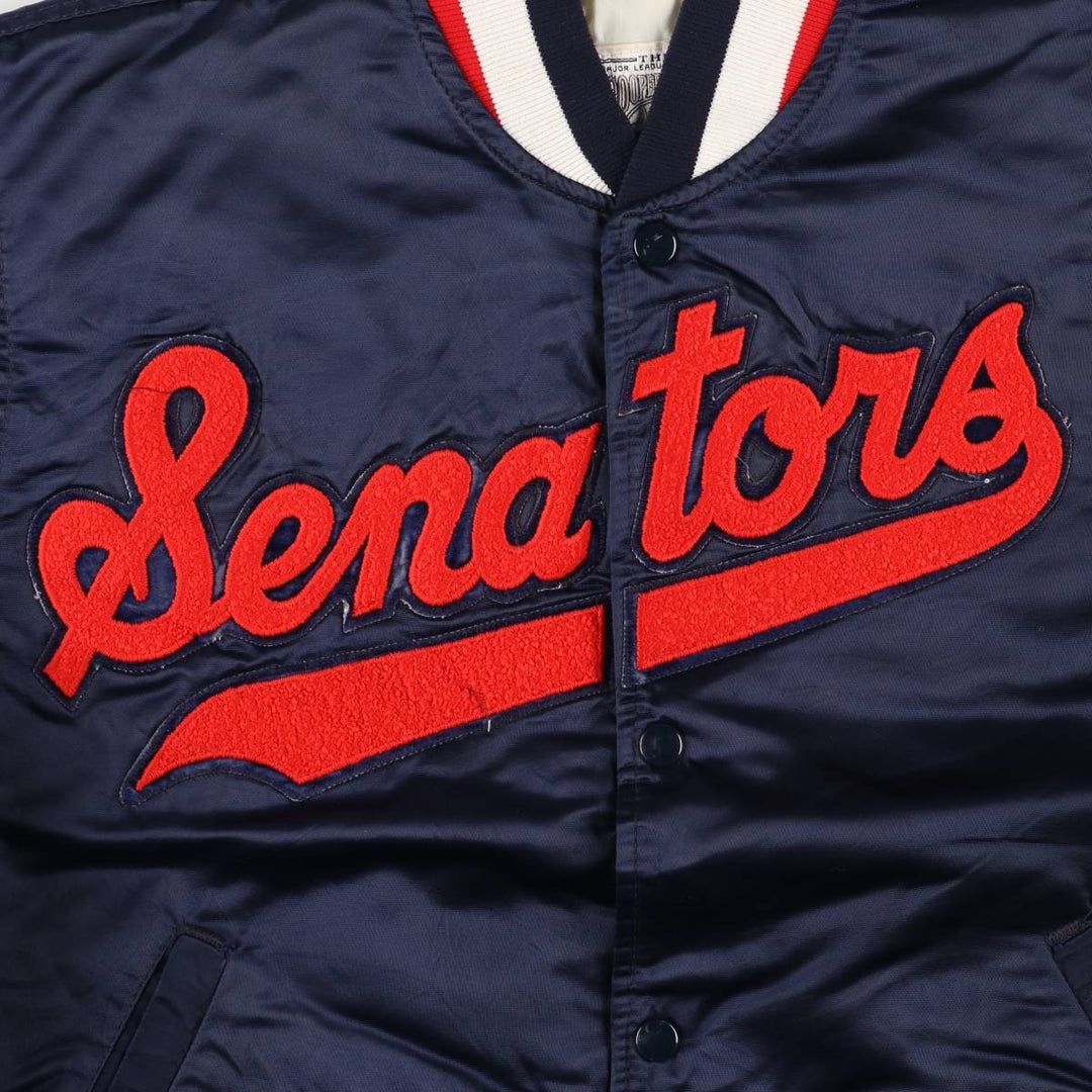 90'S Starter Padded Nylon Varsity Jacket, Made in USA, Men's Size L Nylon navy blue type Vintage Second Hand