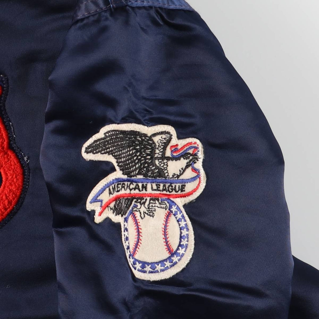 90'S Starter Padded Nylon Varsity Jacket, Made in USA, Men's Size L Nylon navy blue type Vintage Second Hand