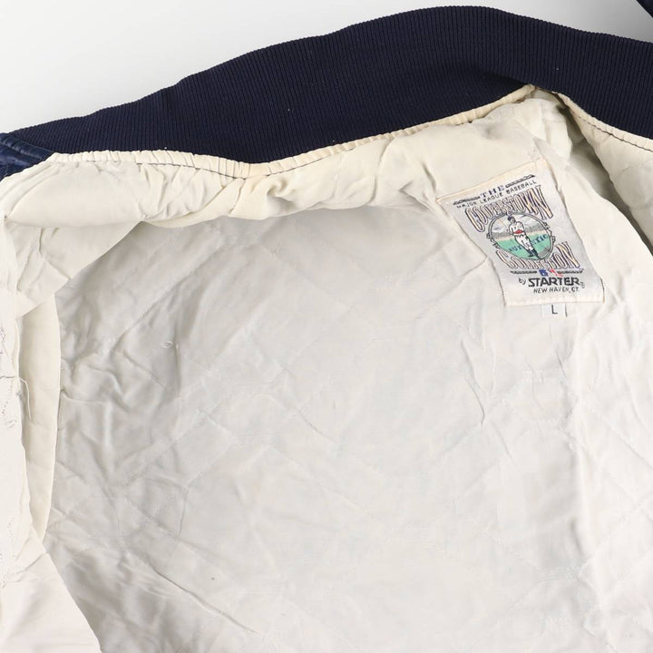 90'S Starter Padded Nylon Varsity Jacket, Made in USA, Men's Size L Nylon navy blue type Vintage Second Hand