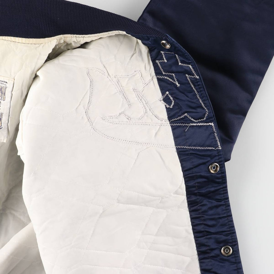 90'S Starter Padded Nylon Varsity Jacket, Made in USA, Men's Size L Nylon navy blue type Vintage Second Hand