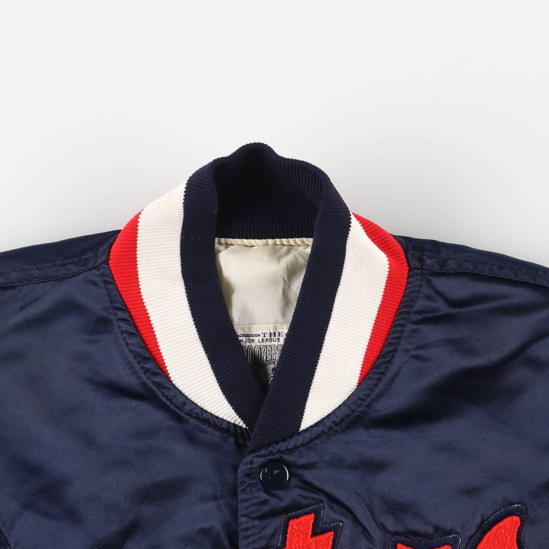 90'S Starter Padded Nylon Varsity Jacket, Made in USA, Men's Size L Nylon navy blue type Vintage Second Hand