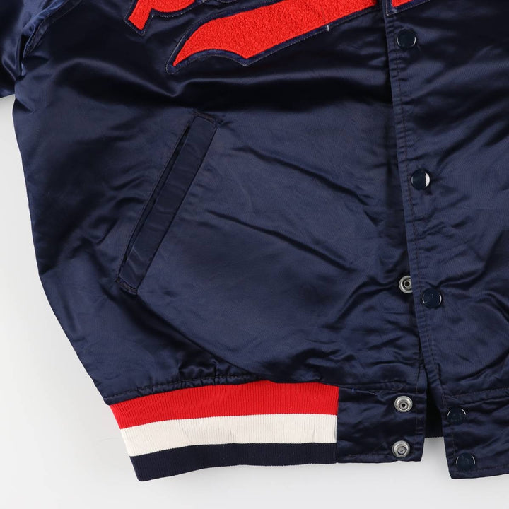 90'S Starter Padded Nylon Varsity Jacket, Made in USA, Men's Size L Nylon navy blue type Vintage Second Hand