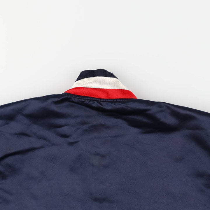 90'S Starter Padded Nylon Varsity Jacket, Made in USA, Men's Size L Nylon navy blue type Vintage Second Hand