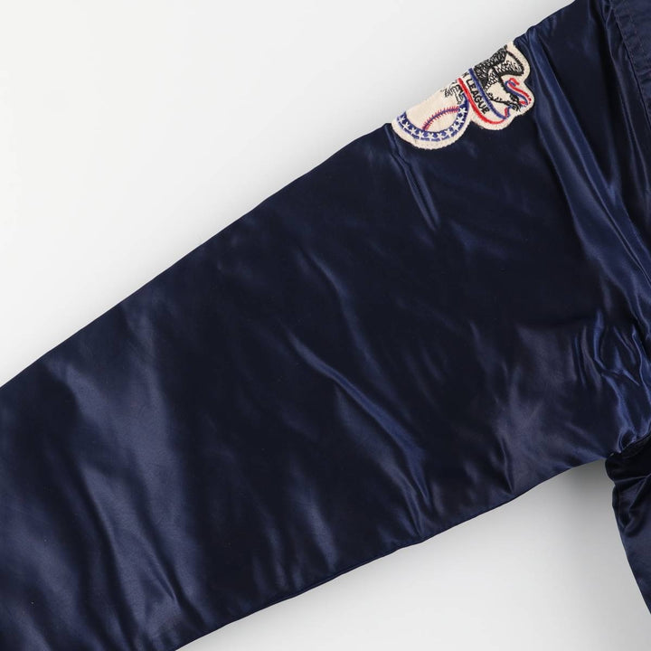 90'S Starter Padded Nylon Varsity Jacket, Made in USA, Men's Size L Nylon navy blue type Vintage Second Hand