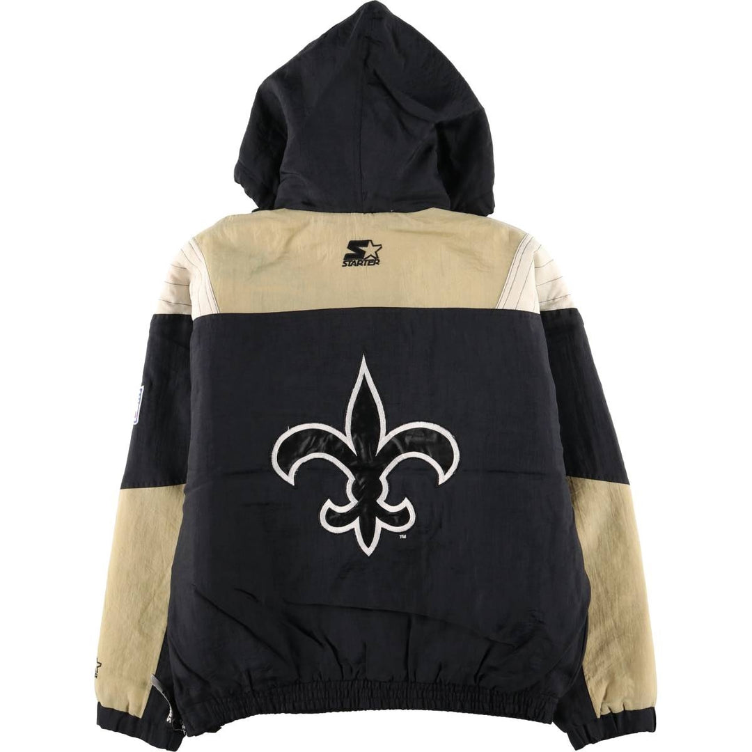 90'S Starter NFL PROLINE NFL New Orleans Saints Back Logo Padded Anorak Parka, Men's Size Small Nylon Beige type Vintage Second Hand