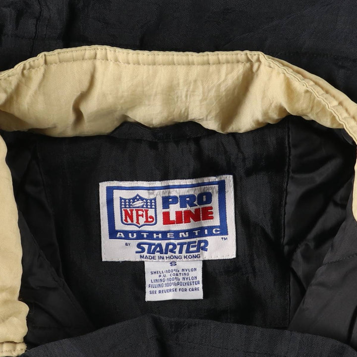 90'S Starter NFL PROLINE NFL New Orleans Saints Back Logo Padded Anorak Parka, Men's Size Small Nylon Beige type Vintage Second Hand