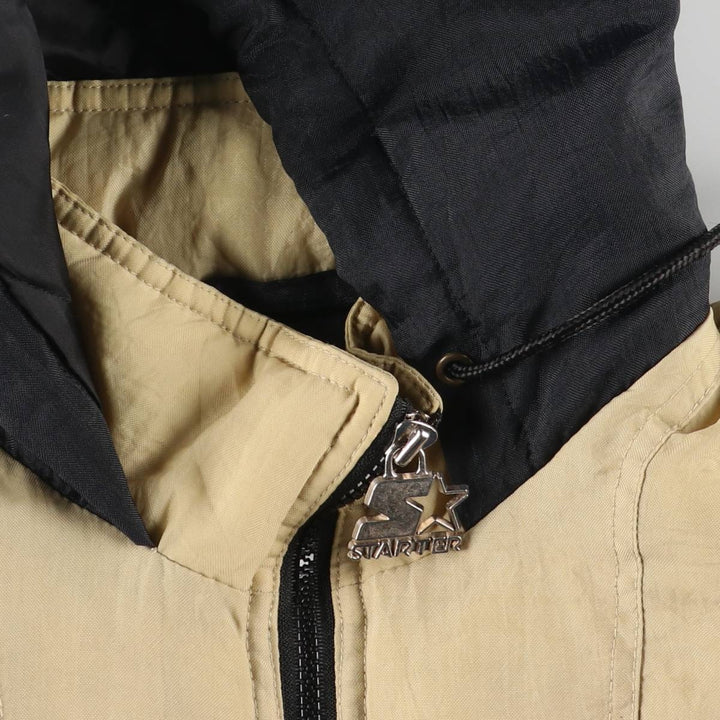 90'S Starter NFL PROLINE NFL New Orleans Saints Back Logo Padded Anorak Parka, Men's Size Small Nylon Beige type Vintage Second Hand