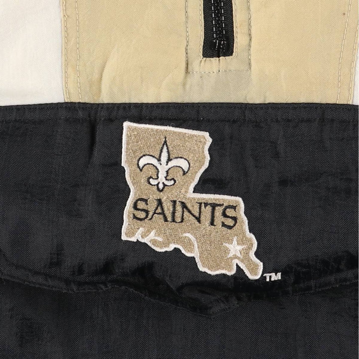 90'S Starter NFL PROLINE NFL New Orleans Saints Back Logo Padded Anorak Parka, Men's Size Small Nylon Beige type Vintage Second Hand