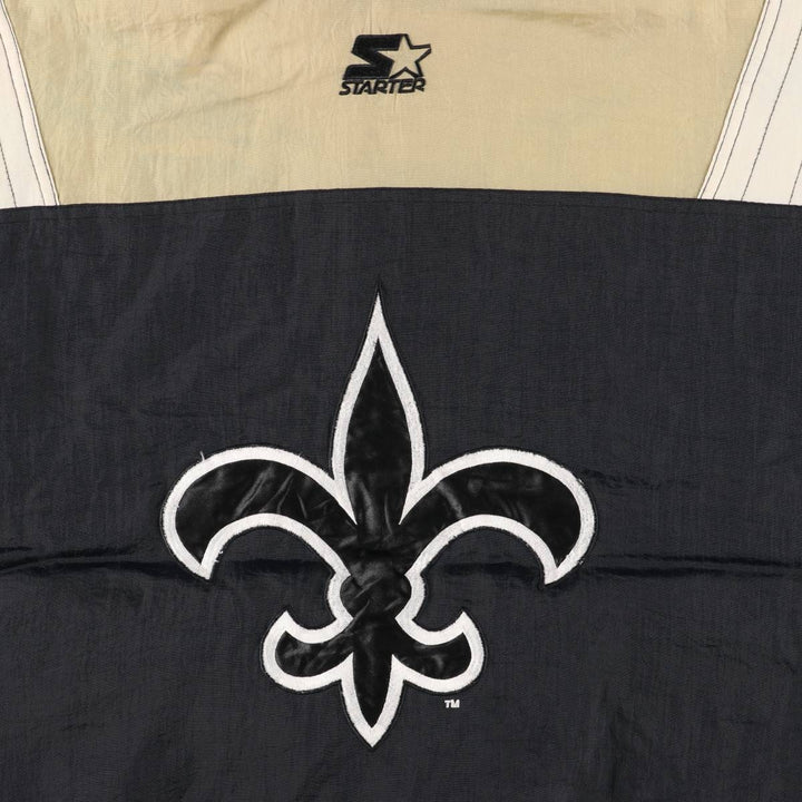 90'S Starter NFL PROLINE NFL New Orleans Saints Back Logo Padded Anorak Parka, Men's Size Small Nylon Beige type Vintage Second Hand