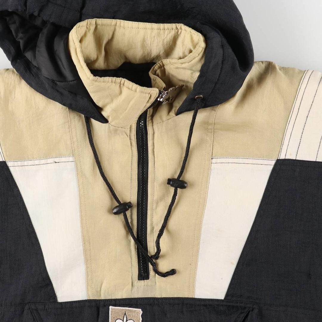 90'S Starter NFL PROLINE NFL New Orleans Saints Back Logo Padded Anorak Parka, Men's Size Small Nylon Beige type Vintage Second Hand