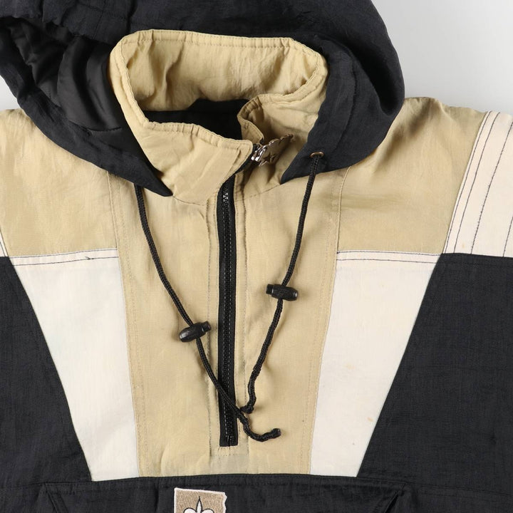 90'S Starter NFL PROLINE NFL New Orleans Saints Back Logo Padded Anorak Parka, Men's Size Small Nylon Beige type Vintage Second Hand