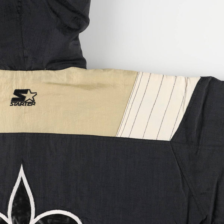 90'S Starter NFL PROLINE NFL New Orleans Saints Back Logo Padded Anorak Parka, Men's Size Small Nylon Beige type Vintage Second Hand