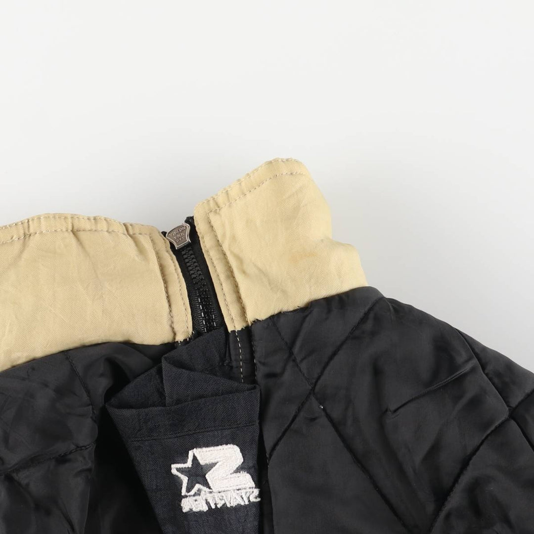 90'S Starter NFL PROLINE NFL New Orleans Saints Back Logo Padded Anorak Parka, Men's Size Small Nylon Beige type Vintage Second Hand