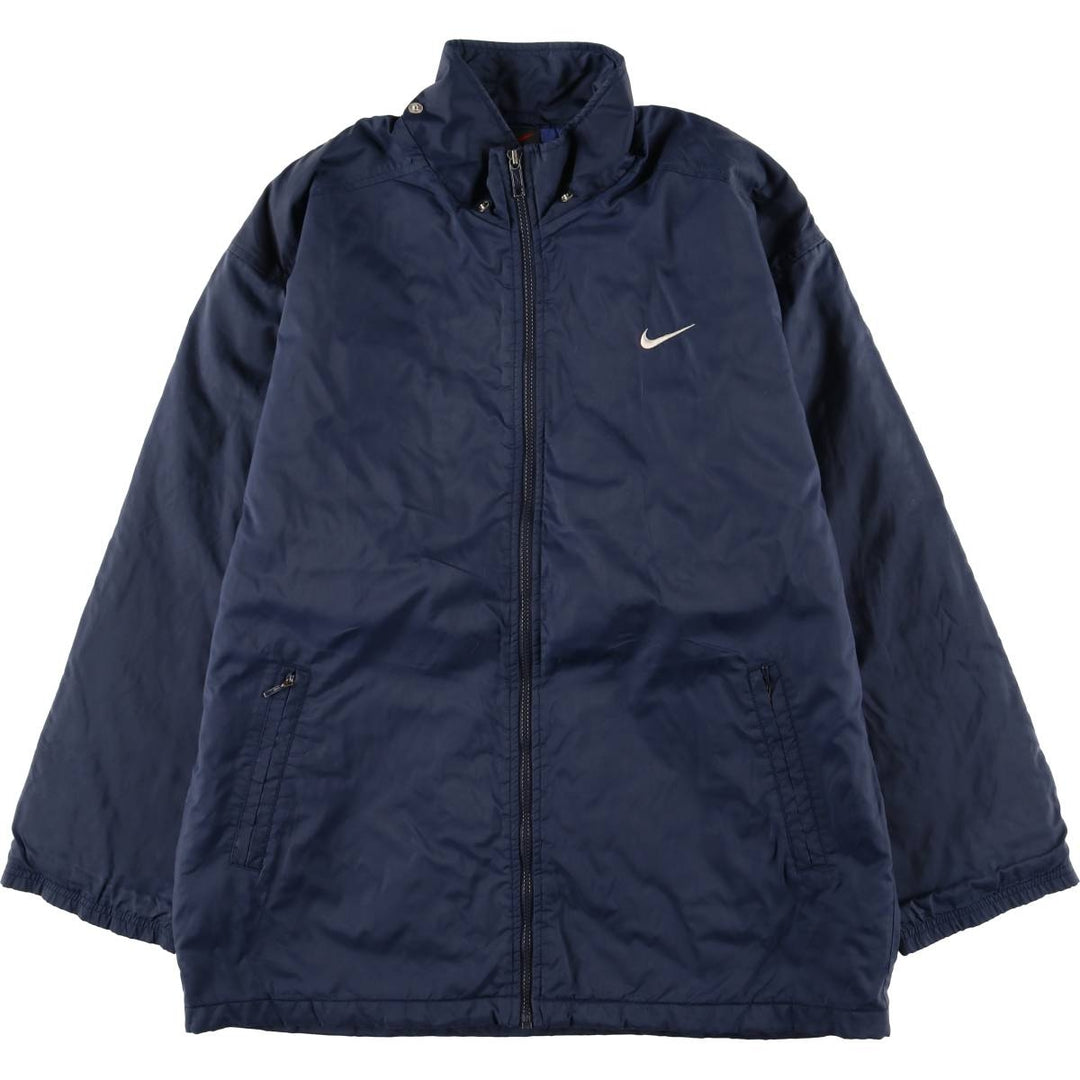 90'S Nike Back Logo Padded Puffer Jacket Men's Medium Vintage Nylon navy blue type Vintage Second Hand