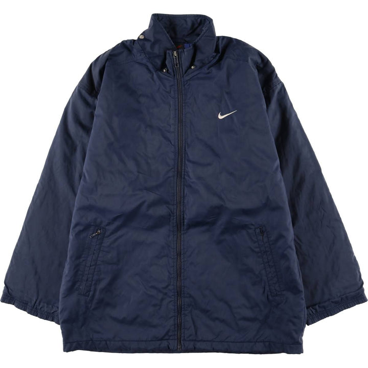 90'S Nike Back Logo Padded Puffer Jacket Men's Medium Vintage Nylon navy blue type Vintage Second Hand