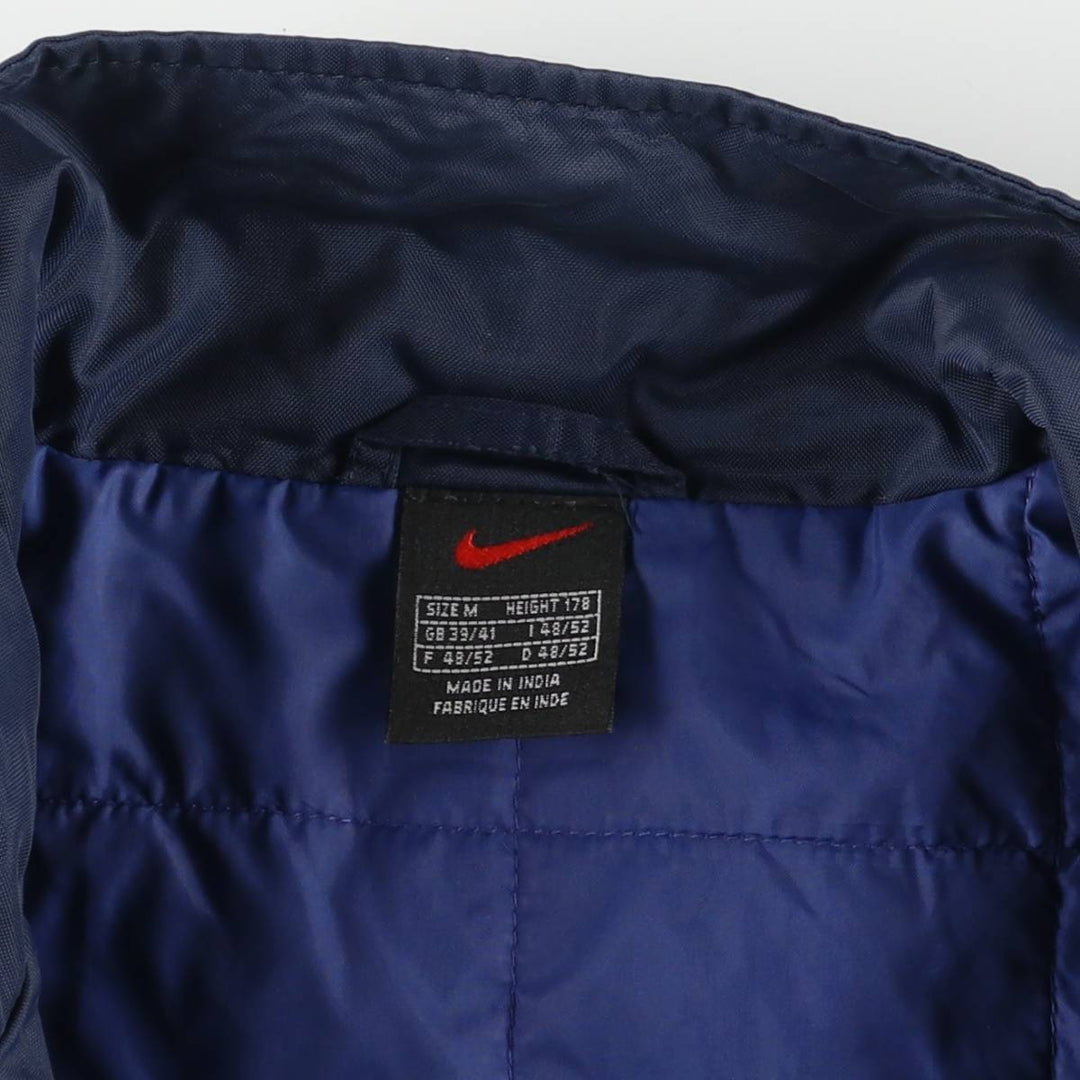 90'S Nike Back Logo Padded Puffer Jacket Men's Medium Vintage Nylon navy blue type Vintage Second Hand