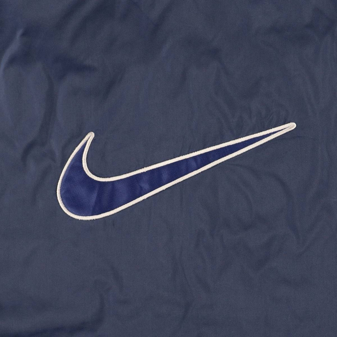 90'S Nike Back Logo Padded Puffer Jacket Men's Medium Vintage Nylon navy blue type Vintage Second Hand
