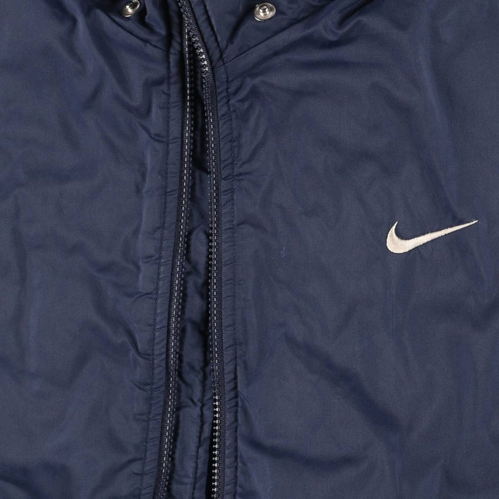 90'S Nike Back Logo Padded Puffer Jacket Men's Medium Vintage Nylon navy blue type Vintage Second Hand