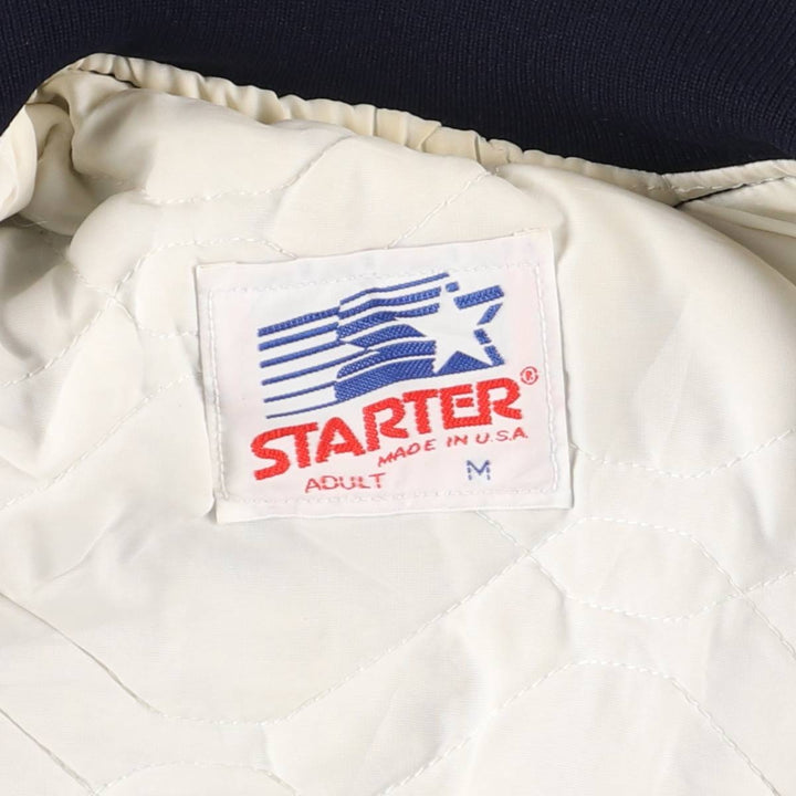 1980'S Starter Penn State University Padded College Nylon Stadium Jacket, Award Winning, Made in USA, Men's Size Medium Nylon navy blue type Vintage Second Hand