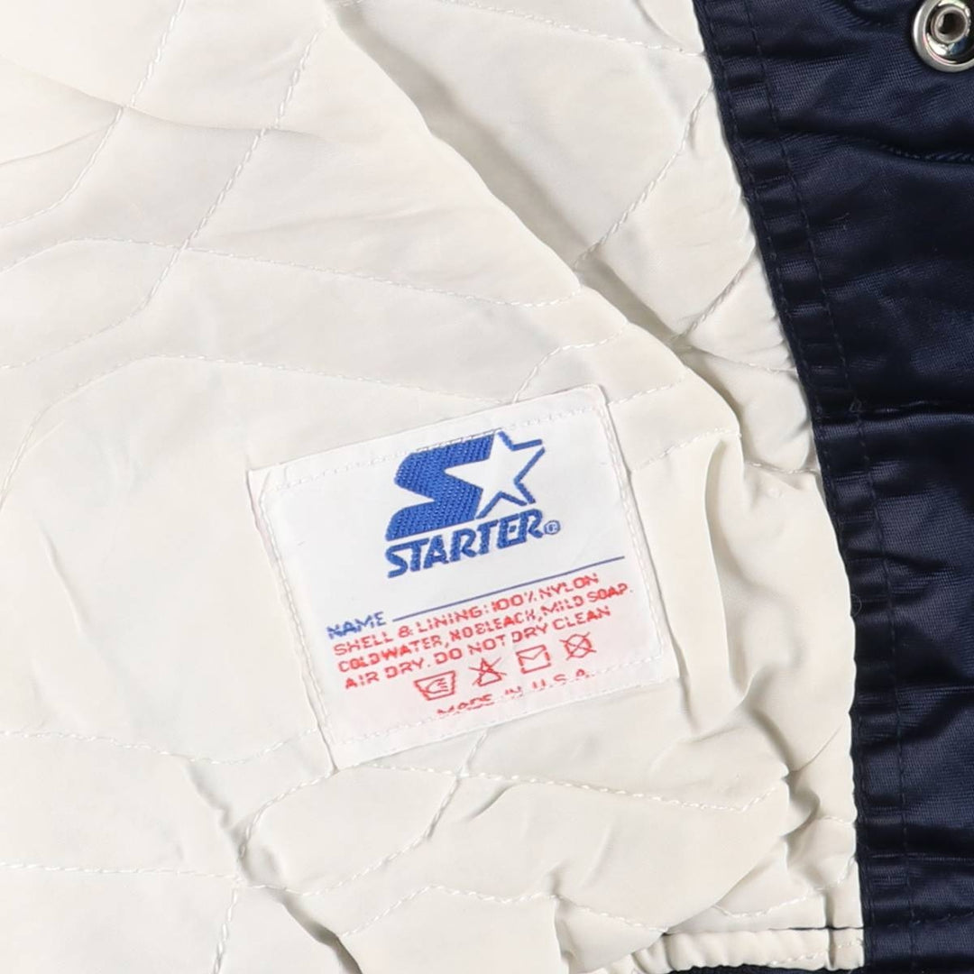 1980'S Starter Penn State University Padded College Nylon Stadium Jacket, Award Winning, Made in USA, Men's Size Medium Nylon navy blue type Vintage Second Hand