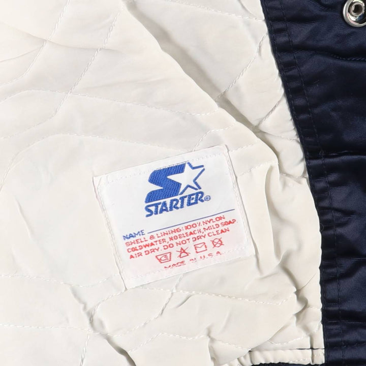 1980'S Starter Penn State University Padded College Nylon Stadium Jacket, Award Winning, Made in USA, Men's Size Medium Nylon navy blue type Vintage Second Hand