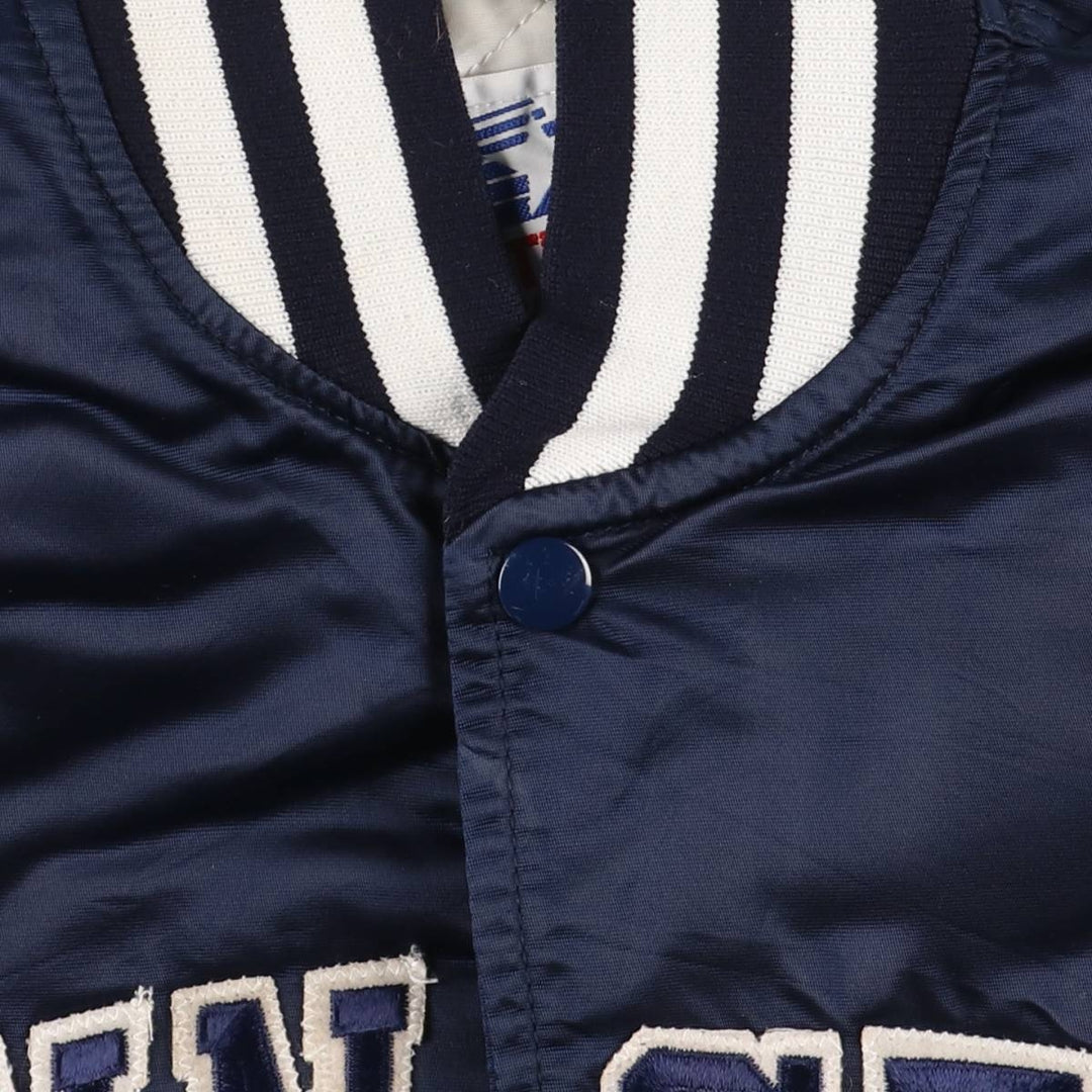 1980'S Starter Penn State University Padded College Nylon Stadium Jacket, Award Winning, Made in USA, Men's Size Medium Nylon navy blue type Vintage Second Hand